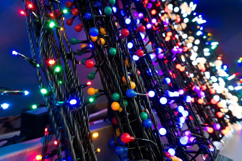 Strings of colored Christmas lights