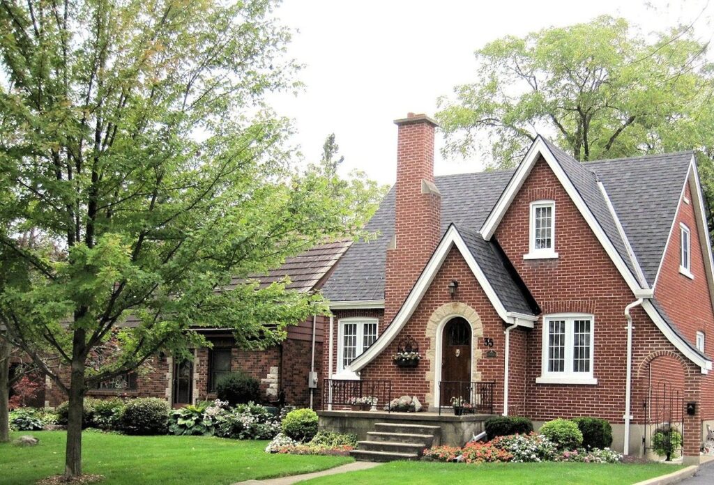 Brick home with newly painted trim