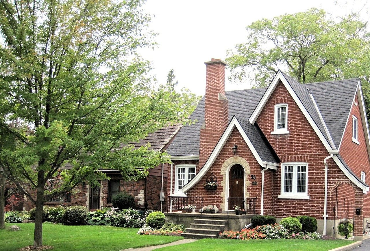 Brick home with newly painted trim