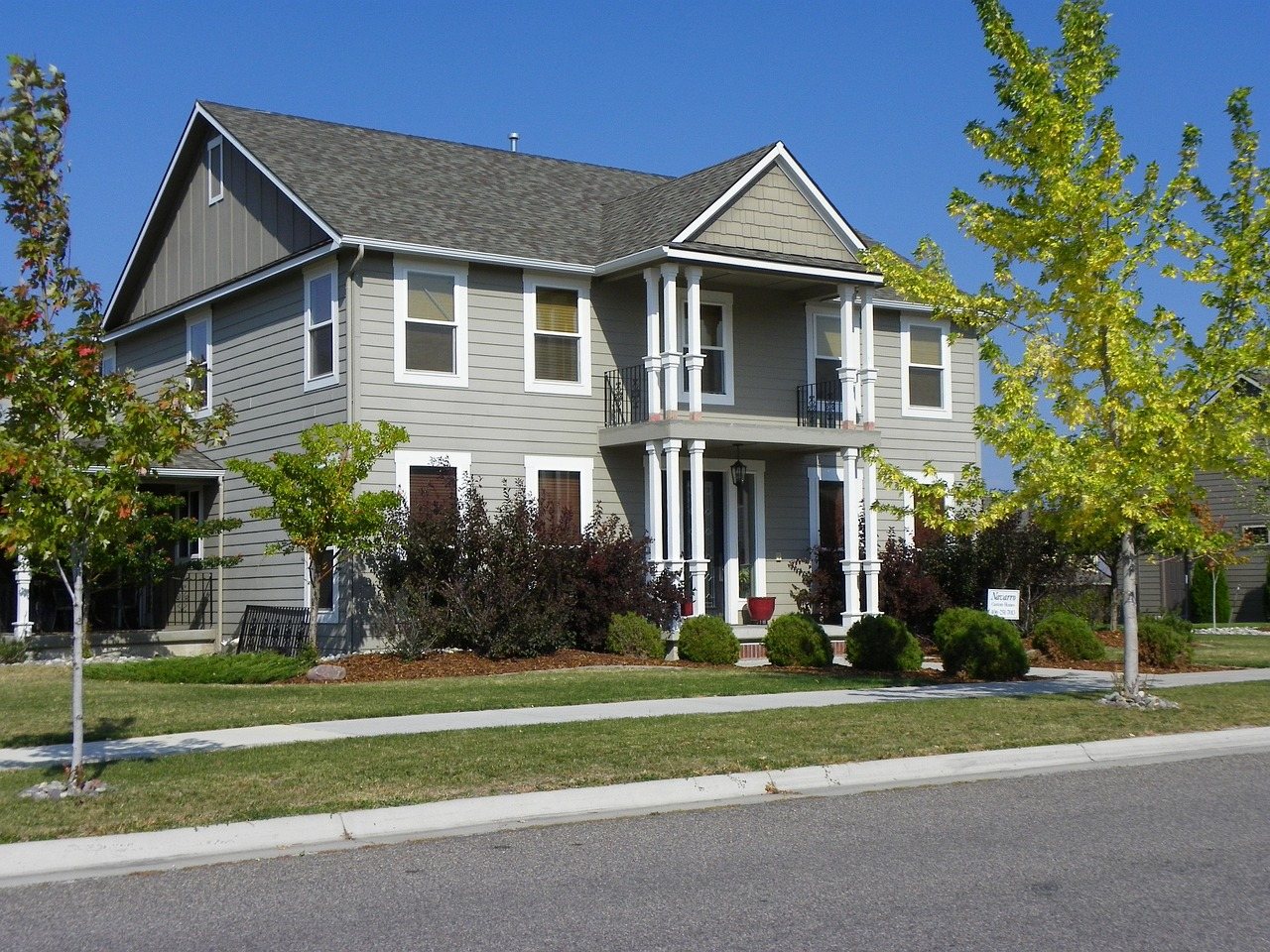 Street of homes with freshly painted exteriors